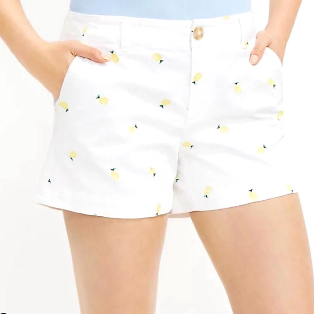 ❤️EXTRA 50% OFF❗️LOFT The Washed Twill Pineapple Print Shorts MSRP $58!